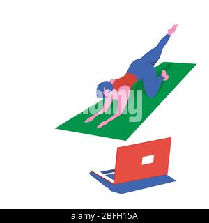 Home Workout girl set. Woman doing fitness and yoga exercises. Lunges and  squats, plank and abc. Full body workout Stock Vector Image & Art - Alamy