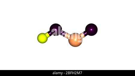 Nitrous acid or HNO2 is a weak and monobasic acid known only in solution and in the form of nitrite salts. Stock Photo