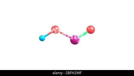 Nitrous acid or HNO2 is a weak and monobasic acid known only in solution and in the form of nitrite salts. Stock Photo