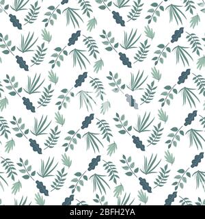Foliage of bushes or flowers, spring seamless pattern Stock Vector