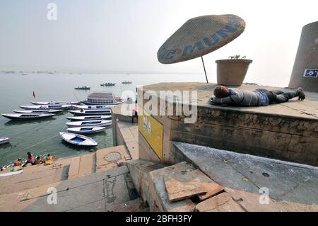 MUNSHI GHAT AT VARANASI Stock Photo