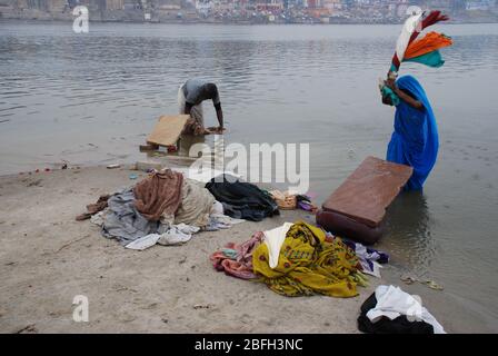 varanasi dhobi ghat Stock Photo