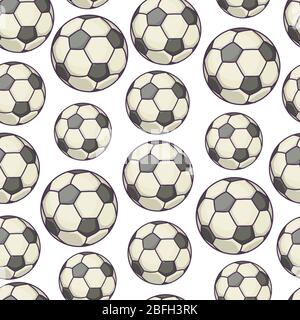 Football seamless pattern, inflatable ball for playing games Stock Vector
