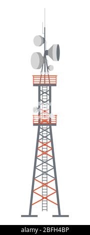 Tower station with antenna for receiving signals vector Stock Vector