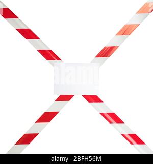 Protective red-white tape at diagonally with an empty place Stock Photo