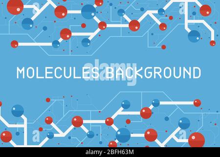 Molecular structure flat design background with copy space for text or message in the center. Stock Vector