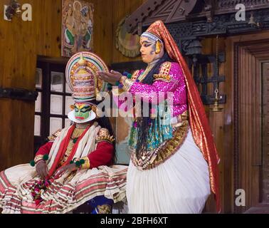 Kochi, Kerala - January 3, 2019: Kathakali performace in fort kochi, kerala india Stock Photo