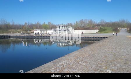 naherholungsgebiet, berzdorfer see, hafen , hafengebäude, kreis görlitz , tauchitz , deutsch-ossig , berzdorf Stock Photo