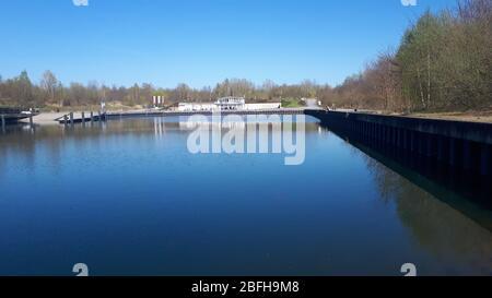 naherholungsgebiet, berzdorfer see, hafen , hafengebäude, kreis görlitz , tauchitz , deutsch-ossig , berzdorf Stock Photo