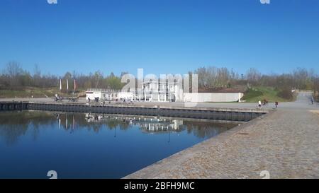 naherholungsgebiet, berzdorfer see, hafen , hafengebäude, kreis görlitz , tauchitz , deutsch-ossig , berzdorf Stock Photo