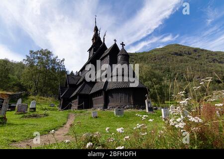 Old Borgund Stave Church in Laerdal, Norway, built around 1200 Stock Photo