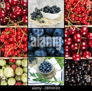 Fresh berries collage Stock Photo
