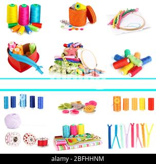Collage of sewing equipment Stock Photo