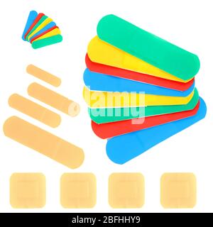 Colorful medical patches isolated on white Stock Photo