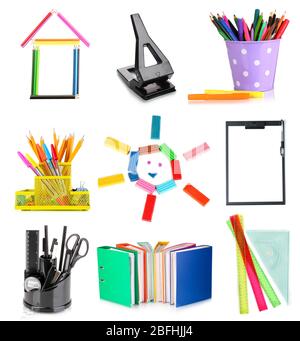 School and office supplies isolated on white Stock Photo