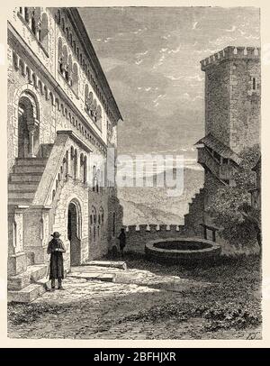 Mediaeval city of Warburg, North Rhine-Westphalia. Thuringia, Germany, Europe. Travel in Thuringia, north Germany 1869 by Arsene Legrelle