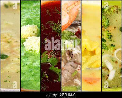 Collage of various soups Stock Photo
