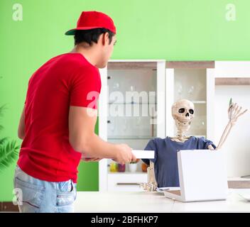 The concept of very slow pizza deliver service Stock Photo