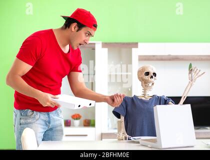 The concept of very slow pizza deliver service Stock Photo