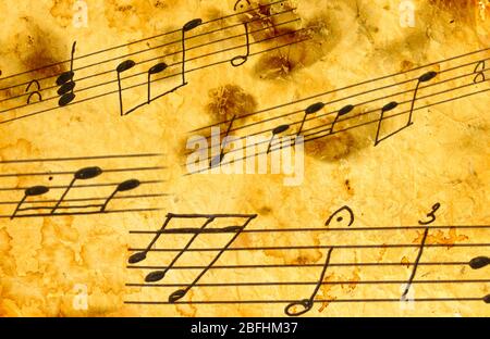 Musical notes close-up Stock Photo