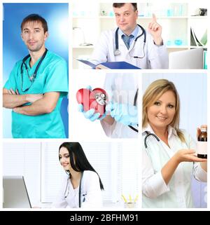 Collage of medical staff in working environment Stock Photo