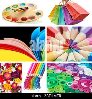 Collage of photos in rainbow colors Stock Photo