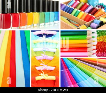 Collage of photos in rainbow colors Stock Photo