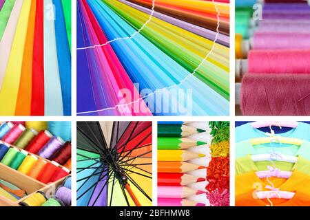 Collage of photos in rainbow colors Stock Photo