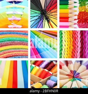 Collage of photos in rainbow colors Stock Photo