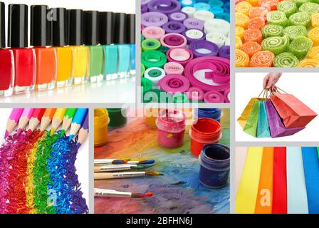 Collage of photos in rainbow colors Stock Photo