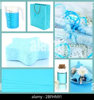 Collage of photos in blue colors Stock Photo