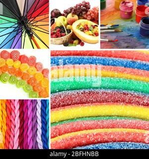 Collage of photos in rainbow colors Stock Photo