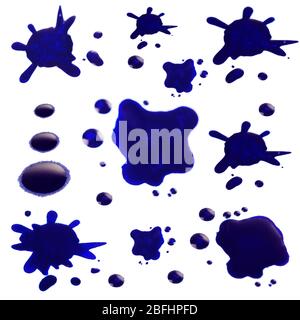 Ink blot collection isolated on white Stock Photo