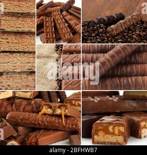 Collage of chocolate bars Stock Photo