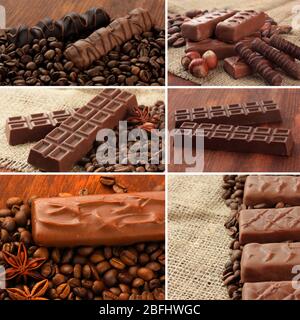 Collage of chocolate bars Stock Photo