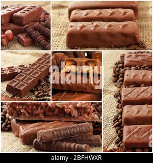 Collage of chocolate bars Stock Photo