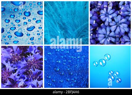 Blue color samples collage Stock Photo - Alamy