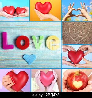 Collage of some different hearts images, Love concept Stock Photo