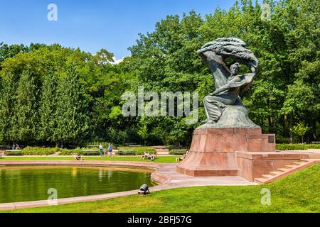 Fryderyk Chopin Monument in Royal Lazienki Park in city of Warsaw in Poland Stock Photo