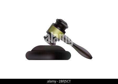 Judge wooden gavel. Vector illustration hammer. Icon justice White background Stock Vector