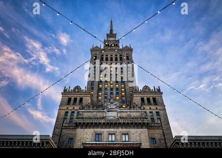 Palace of Culture and Science skyscraper in city of Warsaw in Poland Stock Photo