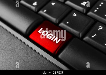 Close up of Login keyboard button Stock Photo
