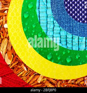 Assortment of different textures in collage, mix of textures as background Stock Photo