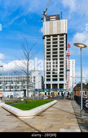 The Trinity Riverside building under construction, New Bailey, Salford, Manchester, UK Stock Photo