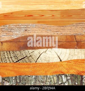 Assortment of different textures in collage, mix of textures as background Stock Photo