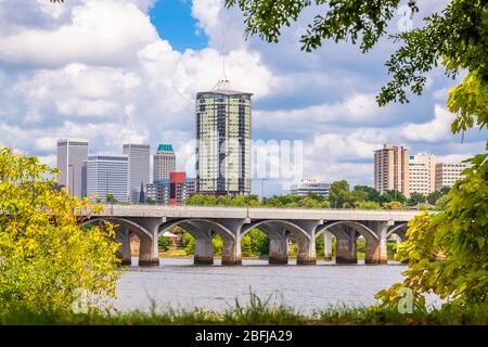 Tulsa, Oklahoma, USA downtown skyline on the Arkansas River in the afternoon. Stock Photo