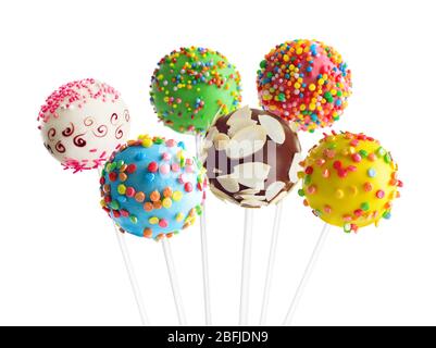 Sweet cake pops isolated on white Stock Photo