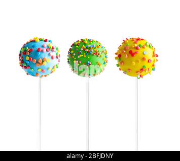Sweet cake pops isolated on white Stock Photo