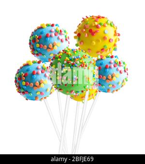 Sweet cake pops isolated on white Stock Photo
