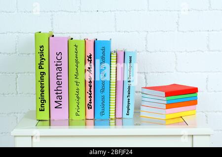 Textbooks on table close-up Stock Photo
